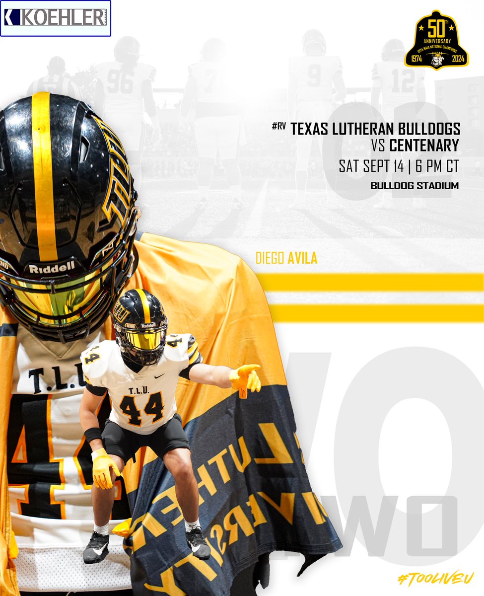 It’s Game Week in Seguin. Don’t forget your gold.

🆚: Centenary
📅 Saturday, Sept. 14 | 6 PM CT
🏟️: Bulldog Stadium
Theme: Gold Rush (Gold Out)
📍: Seguin, Texas 
💻: TLU+

#TooLiveU | #PupsUp