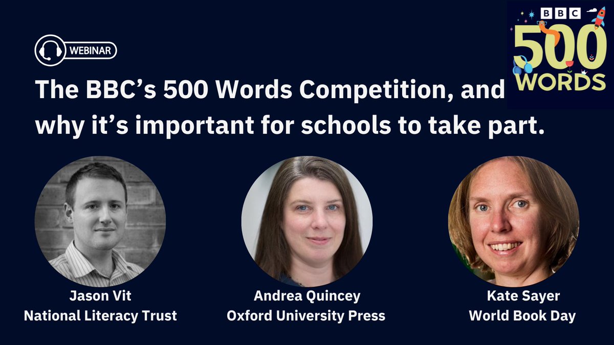 Headteacherchat's tweet photo. Spark a love of writing in your children! ✨

Join our webinars on X:
Sept 17th: The #BBC500Words Competition - Why schools should participate
Sept 18th: Instilling A Love of Writing
Both at 7:30 PM! @BeanoOfficial @HeyPobble @WorldBookDayUK @oxfordchildrens @Literacy_Trust https://t.co/4TnWt2ZhyP