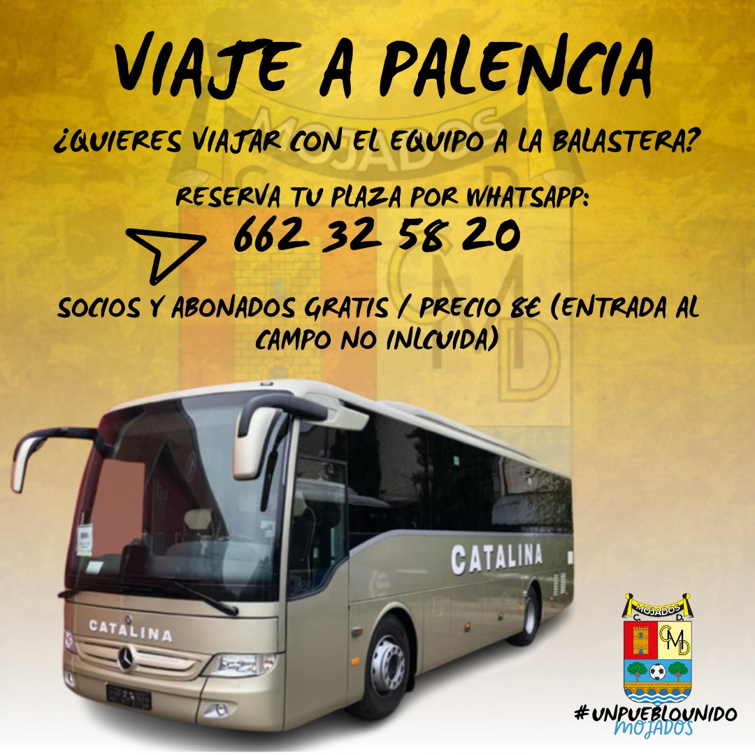 CDMojados's tweet photo. 🚍 VIAJE A PALENCIA

¿Quieres viajar con el equipo a La Balastera? Reserva tu plaza al 662 32 58 20.

🎟️ Socios y abonados GRATIS / 8€ https://t.co/yXBVZdudfs