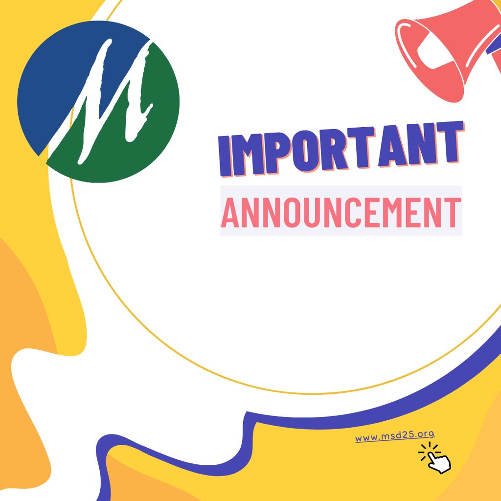 Applications for the school board district director area 3 are currently being accepted through Friday, September 12, 2024. Applicants must reside in the district director area. For more information and to access the application, go to msd25.org/article/1730258.