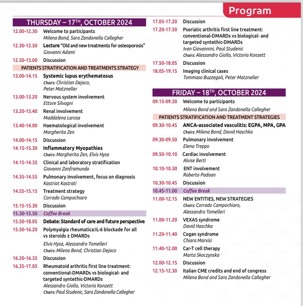 Milena Bond (@milena_bond) on Twitter photo Thrilled to share the program of our congress for #young #rheumatologists <a href="/SIRyoung_IT/">SIRyoung</a> <a href="/SIRreumatologia/">SIR - Società Italiana di Reumatologia</a>
📍Bozen (Italy)
📩 Registration here: cristina.canepa@dynamicom-education.it Thrilled to share the program of our congress for #young #rheumatologists <a href="/SIRyoung_IT/">SIRyoung</a> <a href="/SIRreumatologia/">SIR - Società Italiana di Reumatologia</a>
📍Bozen (Italy)
📩 Registration here: cristina.canepa@dynamicom-education.it