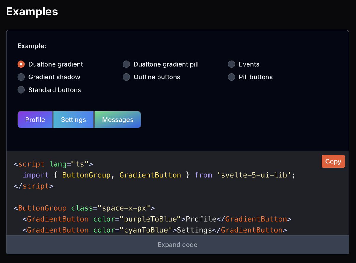 Svelte 5 UI Lib Button group page is ready now.
svelte-5-ui-lib.codewithshin.com/components/but…