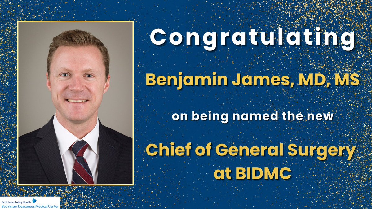 BIDMC Department of Surgery (@bidmcsurgery) on Twitter photo Congratulations to Dr. Benjamin James (<a href="/benjamesMD/">Benjamin James</a>) on being named the new Chief of General Surgery at BIDMC! 🎊
#BIDMC #BILH #generalsurgery #chief Congratulations to Dr. Benjamin James (<a href="/benjamesMD/">Benjamin James</a>) on being named the new Chief of General Surgery at BIDMC! 🎊
#BIDMC #BILH #generalsurgery #chief
