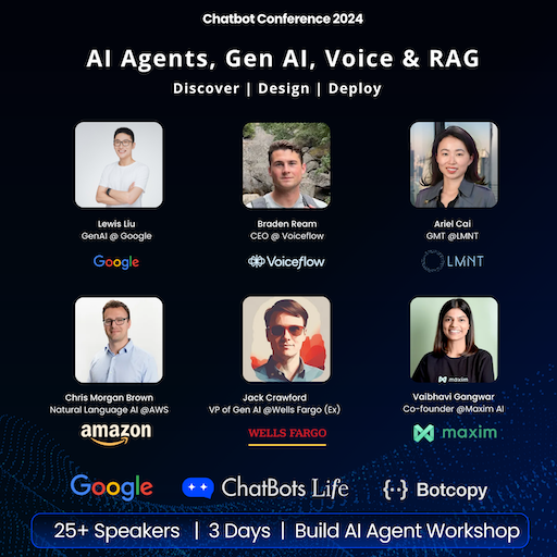 achatbotguru's tweet photo. Big News: Chatbot Conference 2024 Now Available Online! https://t.co/oY9zZURsvr https://t.co/0yuTYVLiDt
