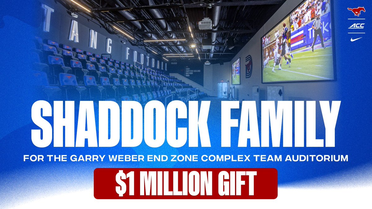 Thank you to the Shaddock Family for their generous commitment of $1 million to name The Shaddock Family Auditorium within the Garry Weber End Zone Complex!

🔗: tinyurl.com/24joab5b

#PonyUpDallas