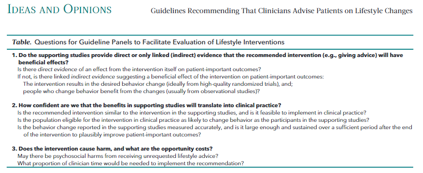 Guidelines often recommend that clinicians try to change their patient’s lifestyle. A new paper asks if this an effective &amp; feasible approach to improve public health: acpjournals.org/doi/10.7326/AN… <a href="/GCSHcare/">Global Center for Sustainable Healthcare</a> <a href="/goteborgsuni/">Göteborgs universitet / University of Gothenburg</a>