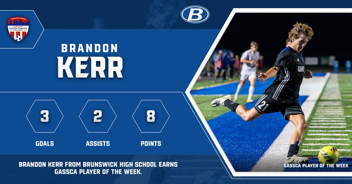 PLAYER OF THE WEEK | BRANDON KERR

@_brandonk16 from <a href="/Soccer_BHS/">Brunswick HS Soccer</a> takes home Division I Boys Player of Week honors for three goals and two assists. 

Congrats Brandon!!

#GreaterAkronSoccer #PlayerOfTheWeek