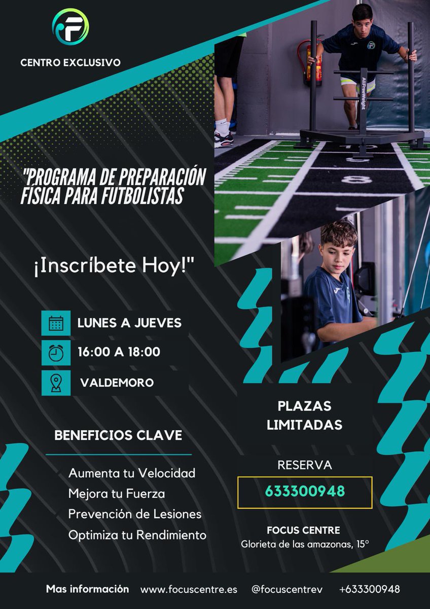 ¡Prepárate para llevar tu juego al siguiente nivel! ⚽️ Únete a nuestro Programa de Preparación Física para Futbolistas en Valdemoro. Plazas limitadas, ¡reserva ya! 📞 633300948 #Fútbol #Entrenamiento #Valdemoro