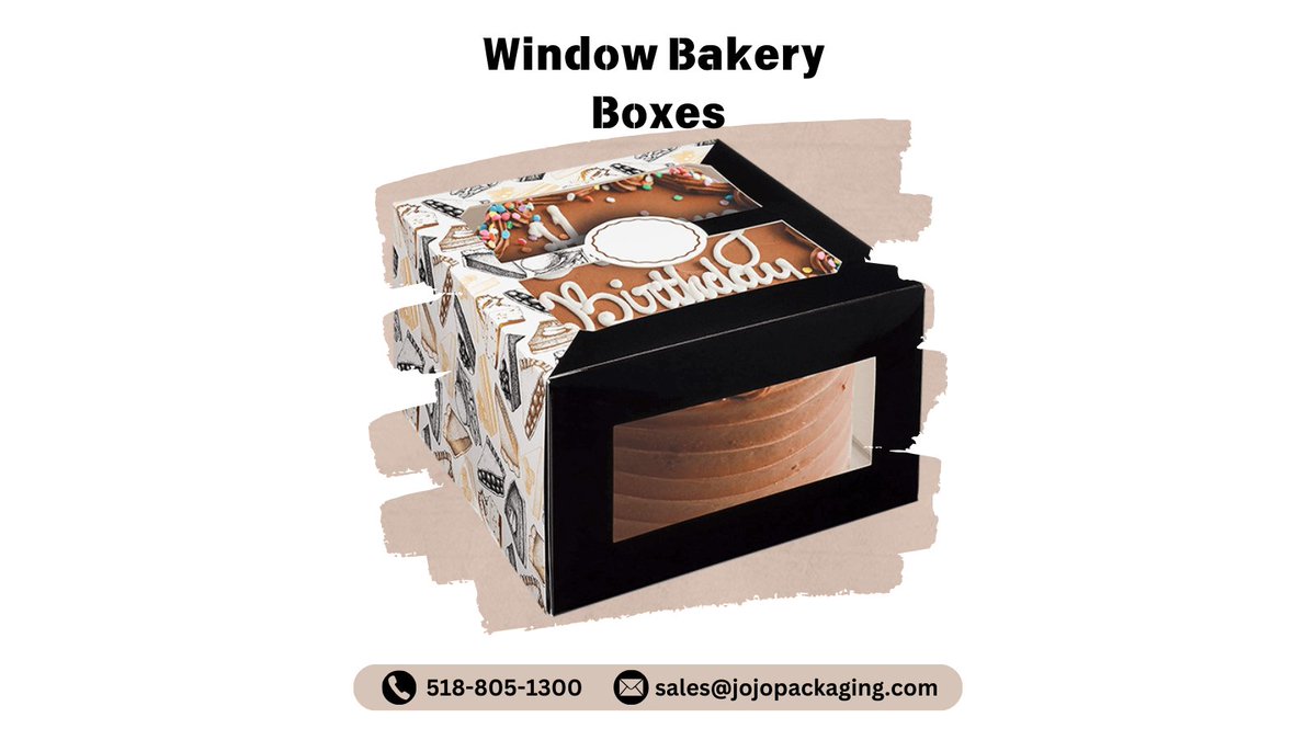 jojopackaging's tweet image. Keep your bakery items safe and hygienic with our Window Bakery Boxes. The clear window allows easy product display 👀, while the secure closure ensures freshness and protection. #WindowBoxes #FreshTreats #BakeryLove