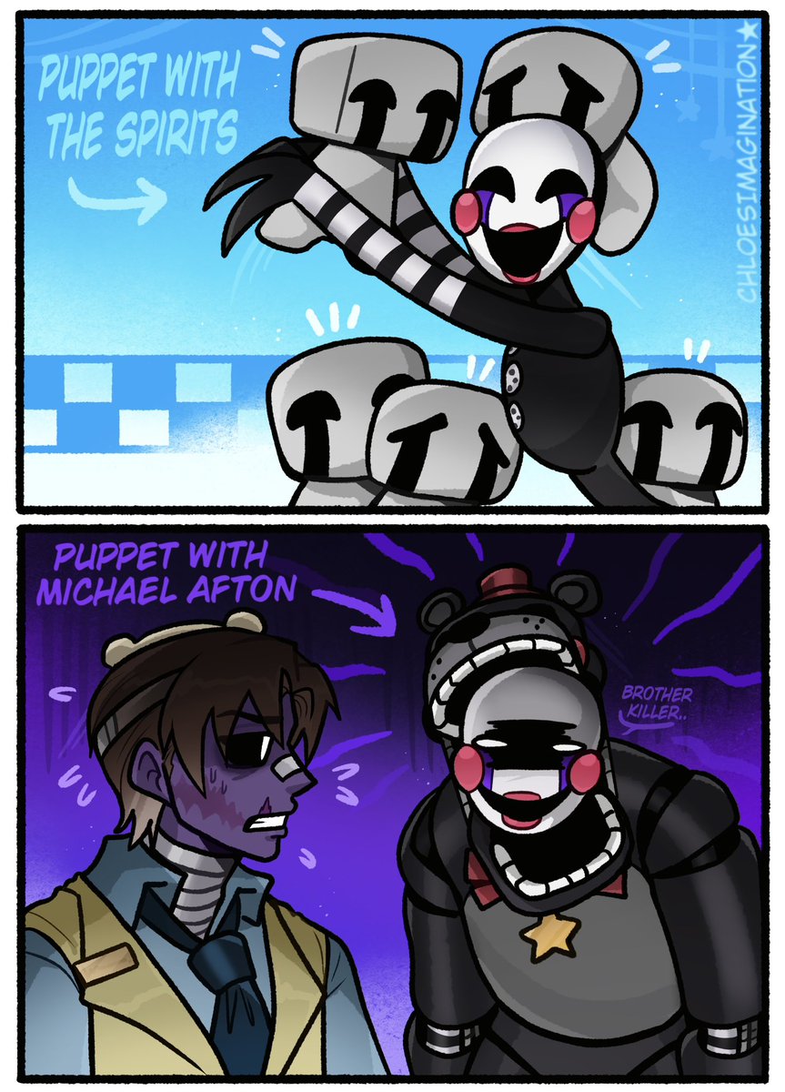 ChloeImagine's tweet photo. The puppet definitely has favourites in FNAF https://t.co/lx9rZdSUNR