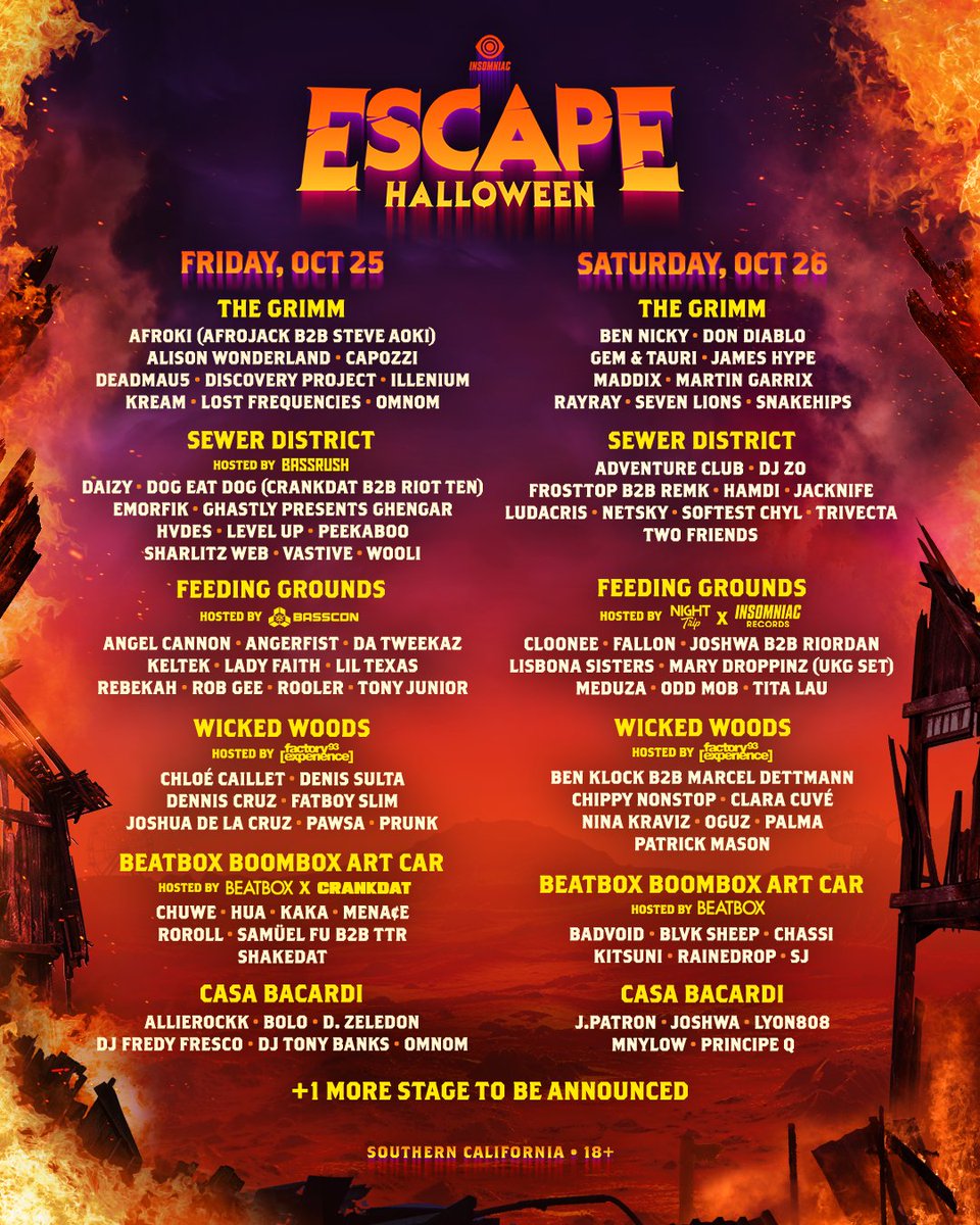 Escape Halloween lineup