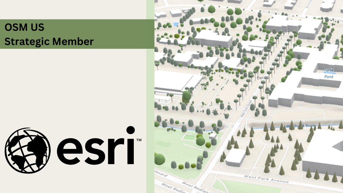 OpenStreetMapUS's tweet image. Our team is thrilled to announce that @Esri has become our latest Strategic Organizational Member. Read all about the good news in this blog post: buff.ly/3XBECVI 

#OpenStreetMap #OSM #OpenStreetMapUS #opendata #Esri