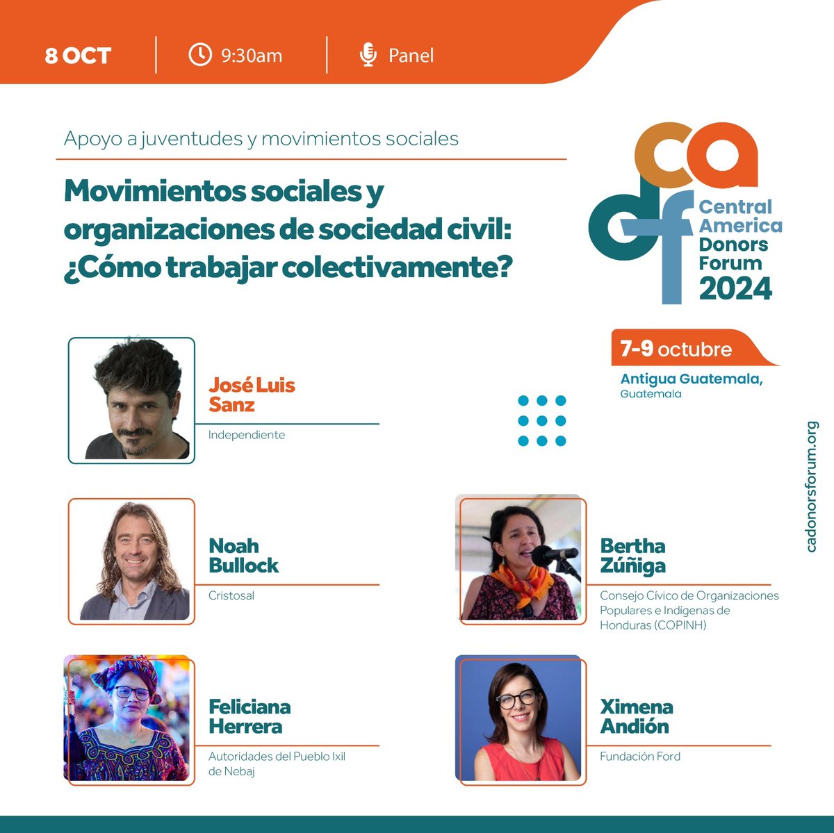 Seattle International Foundation (@seaif) on Twitter photo #MovimientosSociales en el #CAF2024
Civil Society Organizations and Social Movements: How to Work Together?
📔Agenda: cadonorsforum.org/agenda2024/
#AlianzasTransformadoras
<a href="/jlsanz/">José Luis Sanz</a> <a href="/NoahFBullock/">Noah Bullock</a> <a href="/Cristosal/">Cristosal</a> <a href="/ximena_andion/">Ximena Andion Ibañez</a> <a href="/BerthaZuniga1/">Bertha ZuCa</a> <a href="/COPINHHONDURAS/">COPINH</a> <a href="/FordFoundation/">Ford Foundation</a> #MovimientosSociales en el #CAF2024
Civil Society Organizations and Social Movements: How to Work Together?
📔Agenda: cadonorsforum.org/agenda2024/
#AlianzasTransformadoras
<a href="/jlsanz/">José Luis Sanz</a> <a href="/NoahFBullock/">Noah Bullock</a> <a href="/Cristosal/">Cristosal</a> <a href="/ximena_andion/">Ximena Andion Ibañez</a> <a href="/BerthaZuniga1/">Bertha ZuCa</a> <a href="/COPINHHONDURAS/">COPINH</a> <a href="/FordFoundation/">Ford Foundation</a>