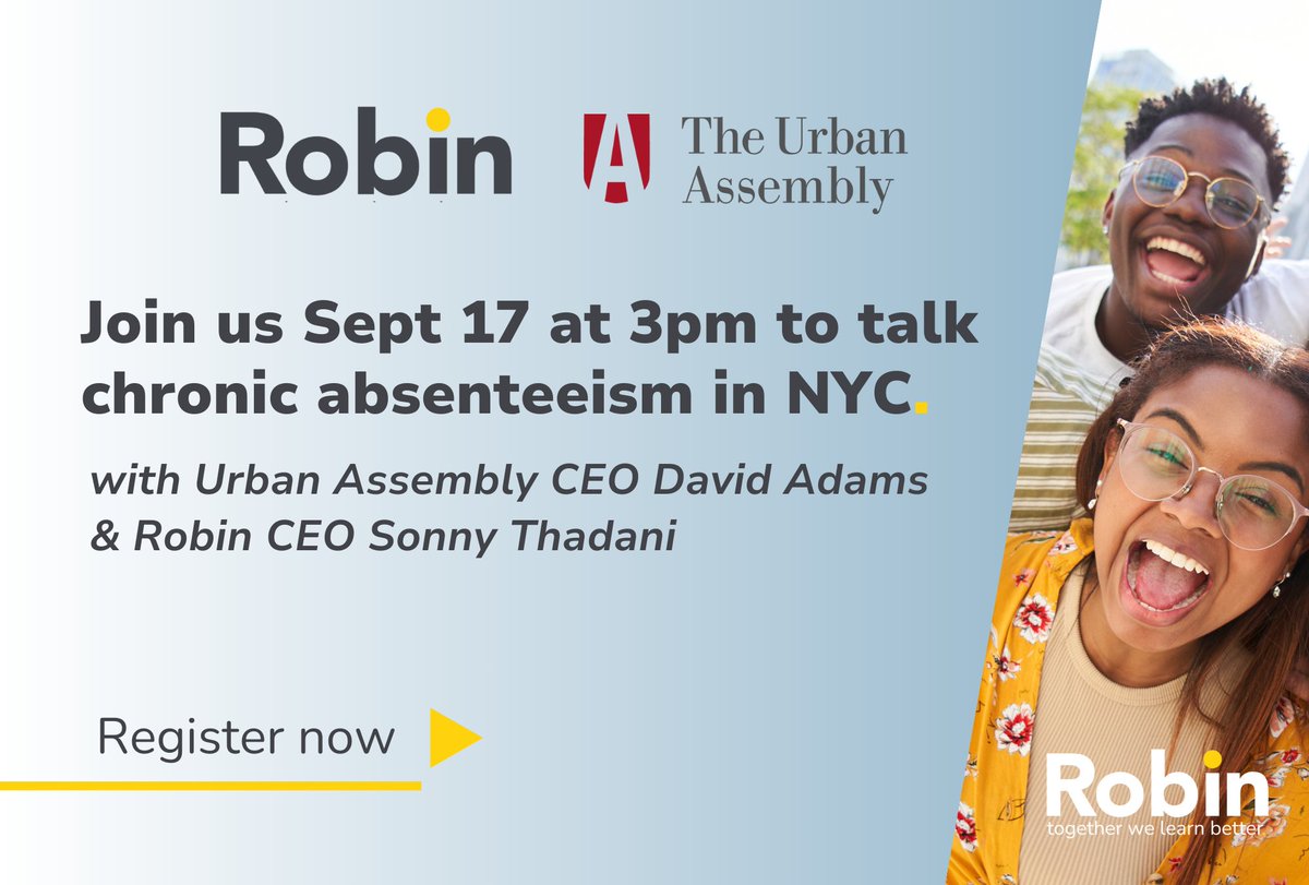 SonnyThadani (@sonnythadani) on Twitter photo Can't wait to talk to <a href="/UrbanAssembly/">Urban Assembly</a> CEO David Adams next week about #ChronicAbsenteeism, one of the biggest challenges facing NYC educators today. We'll share evidence-based prevention & intervention strategies that have worked in NYC. Save your seat: bit.ly/4eilfql Can't wait to talk to <a href="/UrbanAssembly/">Urban Assembly</a> CEO David Adams next week about #ChronicAbsenteeism, one of the biggest challenges facing NYC educators today. We'll share evidence-based prevention & intervention strategies that have worked in NYC. Save your seat: bit.ly/4eilfql