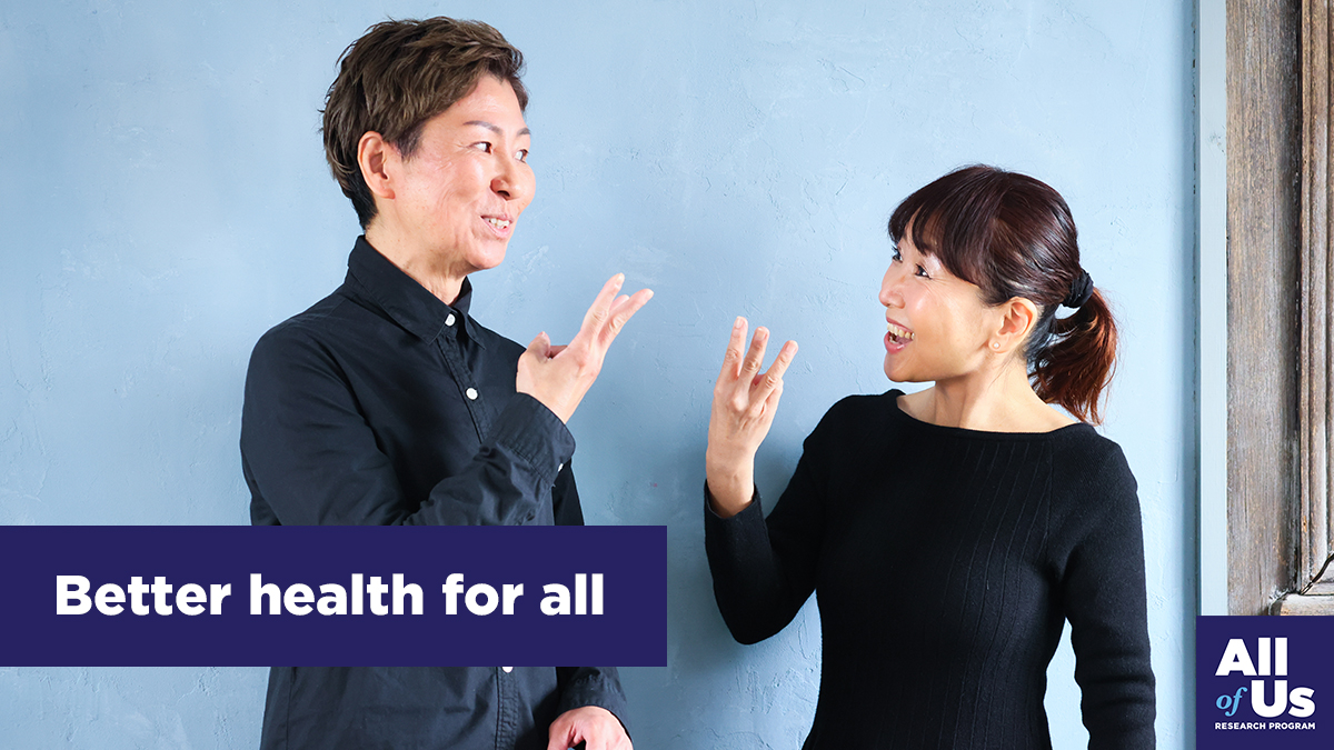 Interpreter access is part of #PrecisionMedicine! For the deaf and hard-of-hearing, communication is key to health care access. Be part of <a href="/AllofUsResearch/">AllofUsResearch</a> to improve health research: bit.ly/AllofUsInclusi… #AllofUsInclusion <a href="/AAHD1/">AAHD Disability</a>