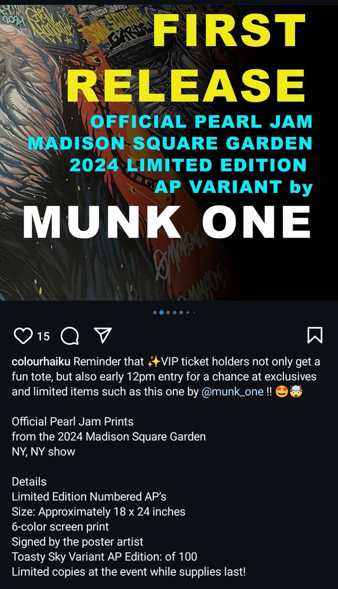 demetriosns's tweet photo. #PearlJam #MSG #Poster #MunkOne https://t.co/AznZVmNWcy #Variant https://t.co/WdWVwtpXzo