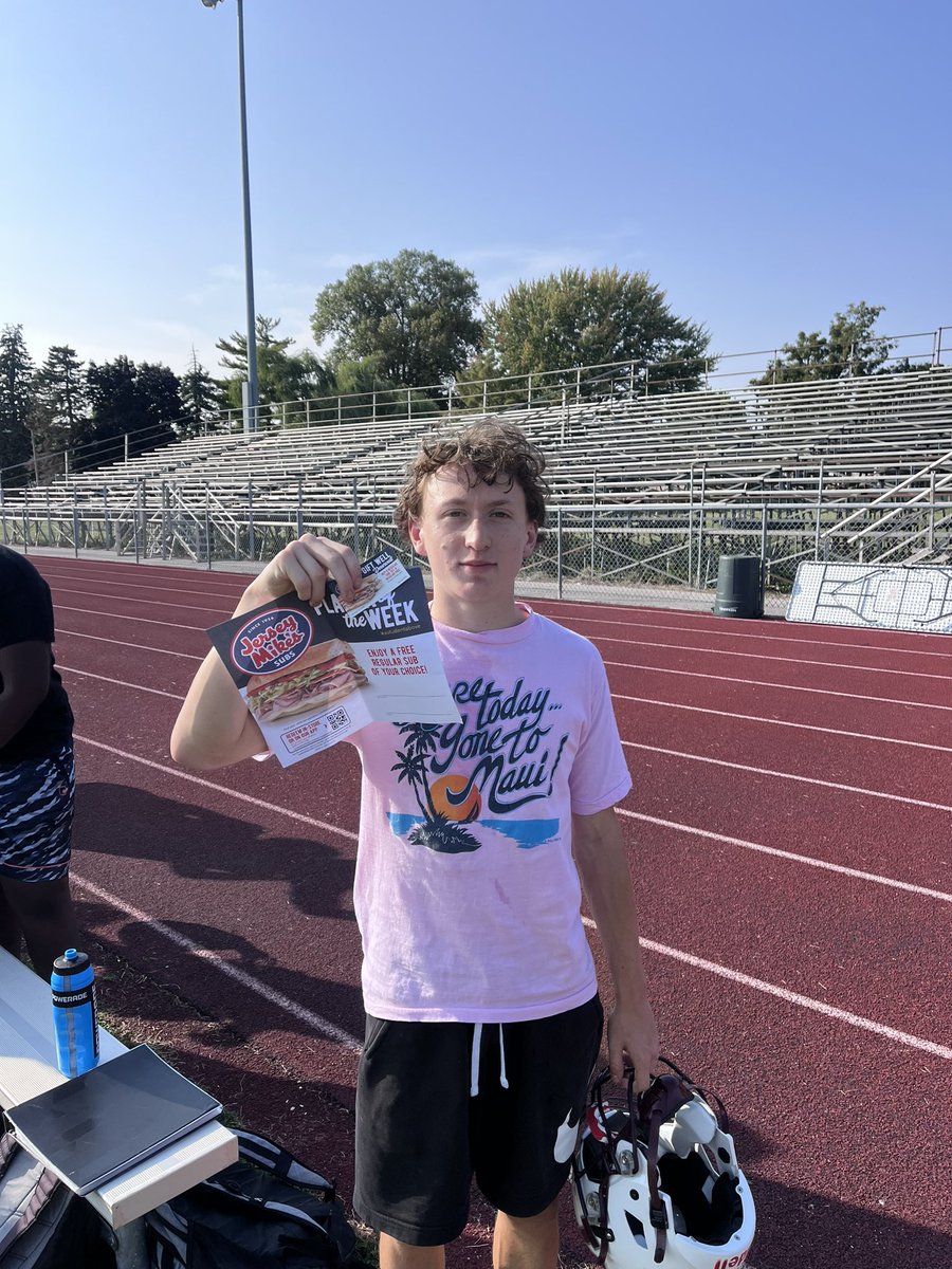 Wade Jostes (@wadejostes1) on Twitter photo Congrats to <a href="/garrett_schram/">Garrett Schram</a>!
Week 2 JV <a href="/jerseymikes/">Jersey Mike's Subs</a> player of the game!
#TotalEffort Congrats to <a href="/garrett_schram/">Garrett Schram</a>!
Week 2 JV <a href="/jerseymikes/">Jersey Mike's Subs</a> player of the game!
#TotalEffort