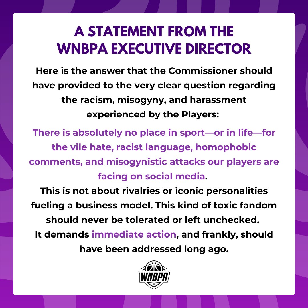 TheWNBPA's tweet image. A Statement from the Executive Director
