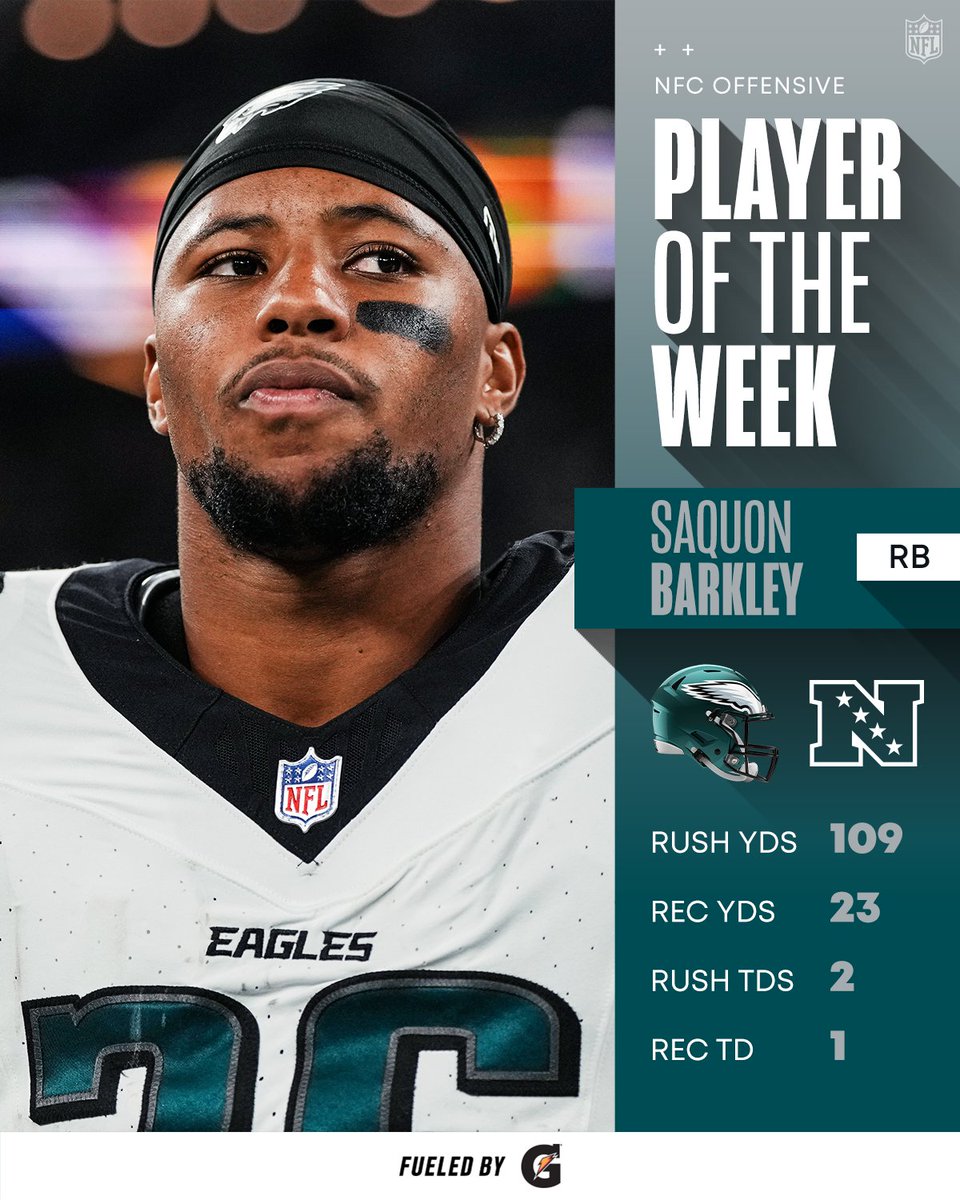 NFL's tweet photo. NFC Players of the Week! (Week 1)

@saquon | @dreamchaserTy10 | @jmoods13 | @Gatorade https://t.co/J3fxRIgepV