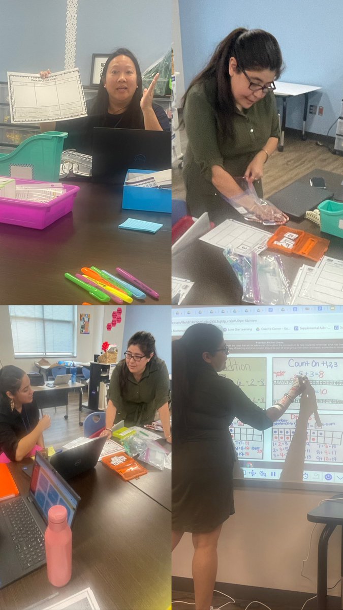 LaurenPalos's tweet image. Check out mathematics team planning in action for @LFSmithElem! These tigers explored workstations, planned vocabulary activities, and modeled routines like #CountingCollections! 🙌🏻 🐯 #PISDMathChat @engarza12 @lorenarojo