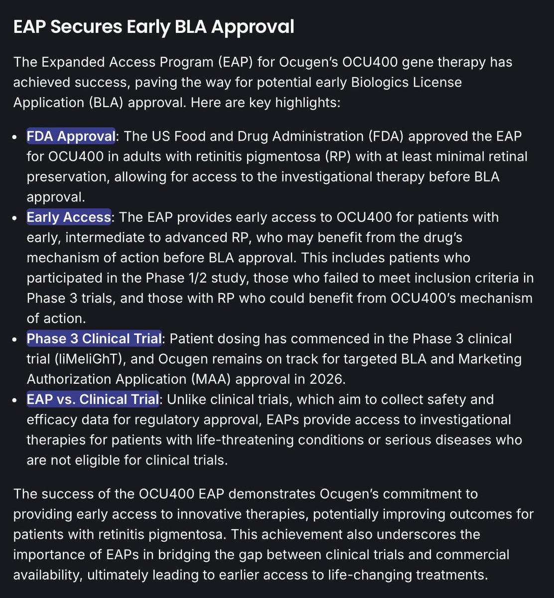 BRexNew's tweet photo. #OCU400 $OCGN FDA instituted its Accelerated Approval Program to allow for earlier approval of drugs that treat serious conditions, and fill an unmet medical need based on a surrogate endpoint.

** BLA sooner!

** https://t.co/MfshkajyPy

As early as 6mths https://t.co/zBzTFbNzjd https://t.co/0s8odGc37n