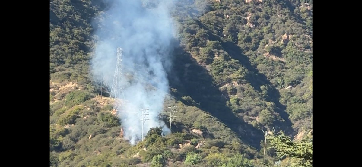 Fire update in the Santa Barbara hills.  Slow rate of spread.  Not windy.  The location is off W. Mountain Drive.  (Credit: Sean McCue)