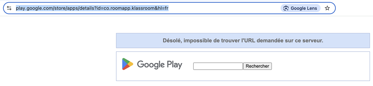 nicoplv's tweet photo. Hello @KlassroomFR,
Votre app n'est plus dispo sur le play store, c'est uniquement temporaire ? ou il faut envisager de passer par des stores alternatifs ? https://t.co/3vyjagAcW6