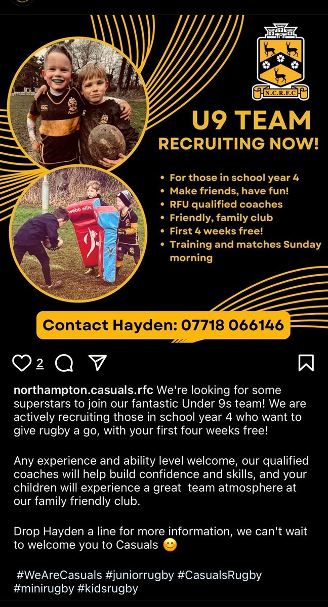 Glanvill89's tweet photo. Northampton Casuals under 9s is recruiting…. Contact Hayden for more info https://t.co/9ct9xewsKm