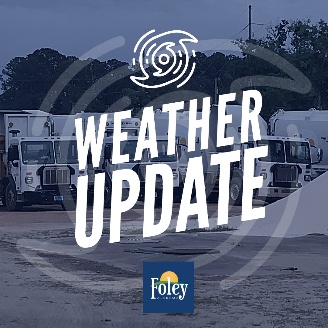 CityofFoley's tweet photo. A message from our Public Works Department regarding Hurricane Francine:
City residential garbage will continue to be collected as long as the landfill is open. We will notify residents if it closes.
#foleyalabama #francine https://t.co/svbLydBoc7