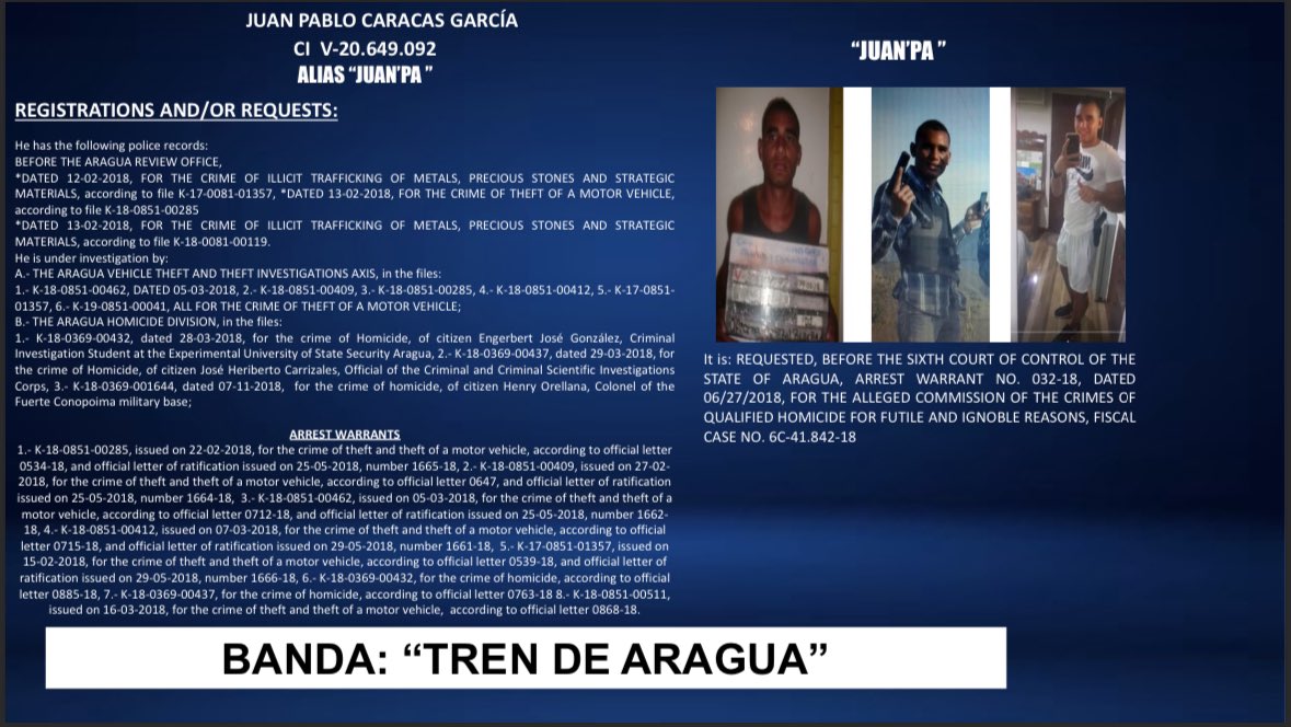 samosaur's tweet photo. Tren De Aragua, the Venezuelan gang in the news for taking over apartment buildings in Aurora, has approximately 5,000 members operating inside the United States. 

We’ve identified TDA leadership down to foot soldiers with help from our partners, and we provided this information to Texas Law Enforcement and the Attorney General’s office roughly around Jan ’24.

The 4 pictures below are some of the 255 slides contained in the two links below. We’re putting this out to the public so they can be aware of who, and what, is making its way into the US and those already here.

https://t.co/RY2UYEGTS2

https://t.co/W1s5KEoltt