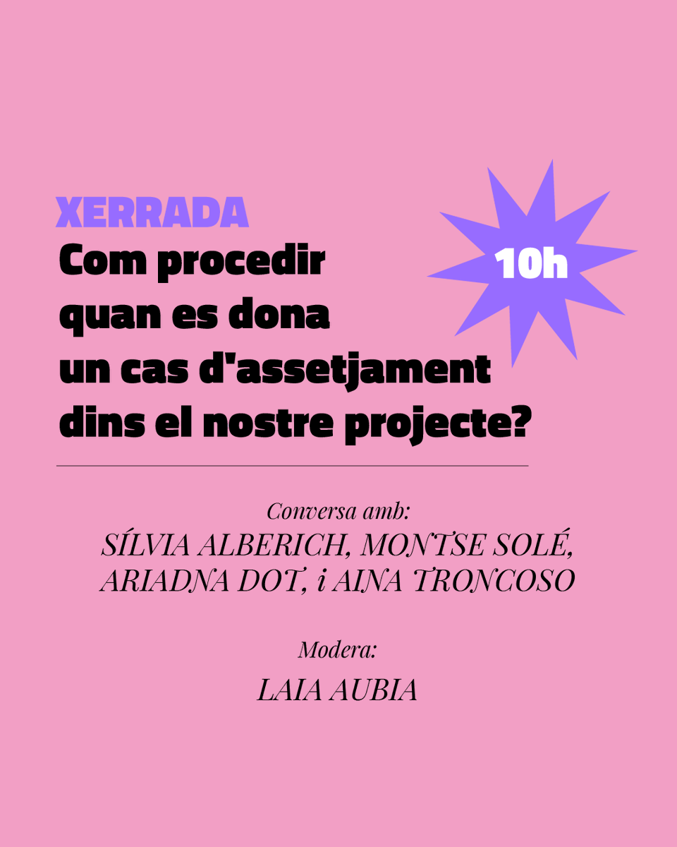 academiacinecat's tweet photo. 💬"Com procedir quan es dona un cas d'assetjament dins el nostre projecte?"
Una conversa amb @SilviaAlberich (d'@Equilateras1), @mont_sole, @Ariadnadot i @ainatroncoso i moderada per Laia Aubia. 
⏰de 10 h a 11.30 h. 
📍A @sgaeactualidad - Sala Mompou (Passeig Colom, 6, Barcelona).