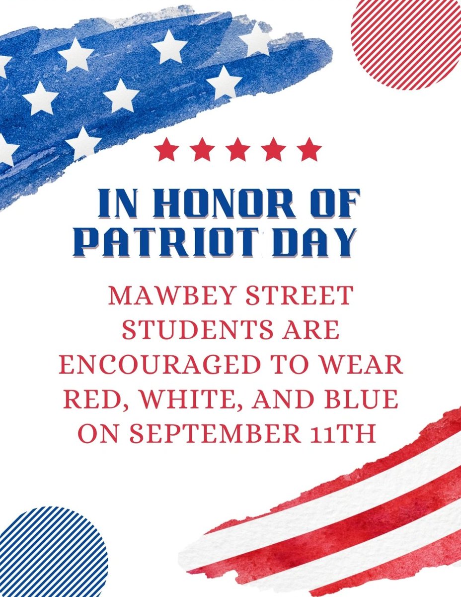 In honor of Patriot day, wear your red/white/blue tomorrow! ❤️🤍💙