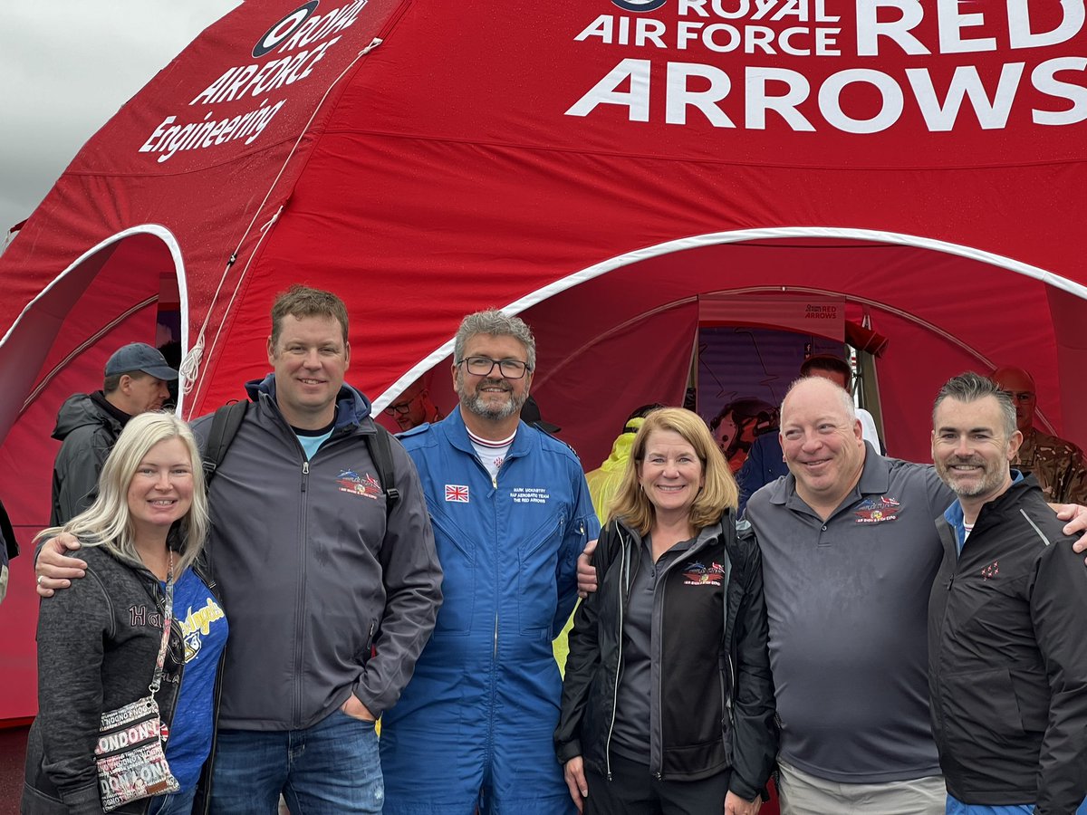 MarkISutherland's tweet photo. Fantastic few days in Canada with some good friends from across the Pond. The @rafredarrows still talk about the 2019 visit to the @SpiritAirshow as their favorite stop on their North American tour. #SpecialRelationship https://t.co/k9NvNi92vv