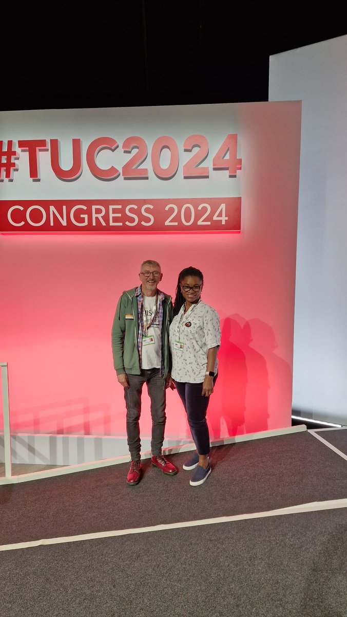 SomersetUNISON's tweet photo. Paul Windsor and Waetsi Anyanwu, both members of Somerset Local Government and Community Branch representing UNISON southwest at TUC Congress. The focus has been on a new deal for working people. #TUC2024 https://t.co/Ga2ezHA62M