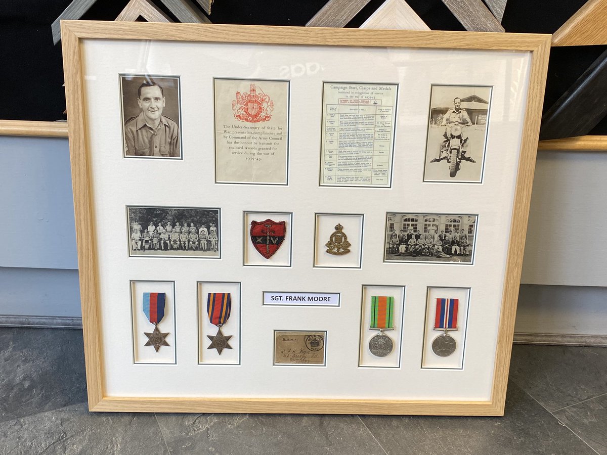 Here are a couple of jobs we completed this week. Shirt and shorts in one frame and some fantastic old war memorabilia.