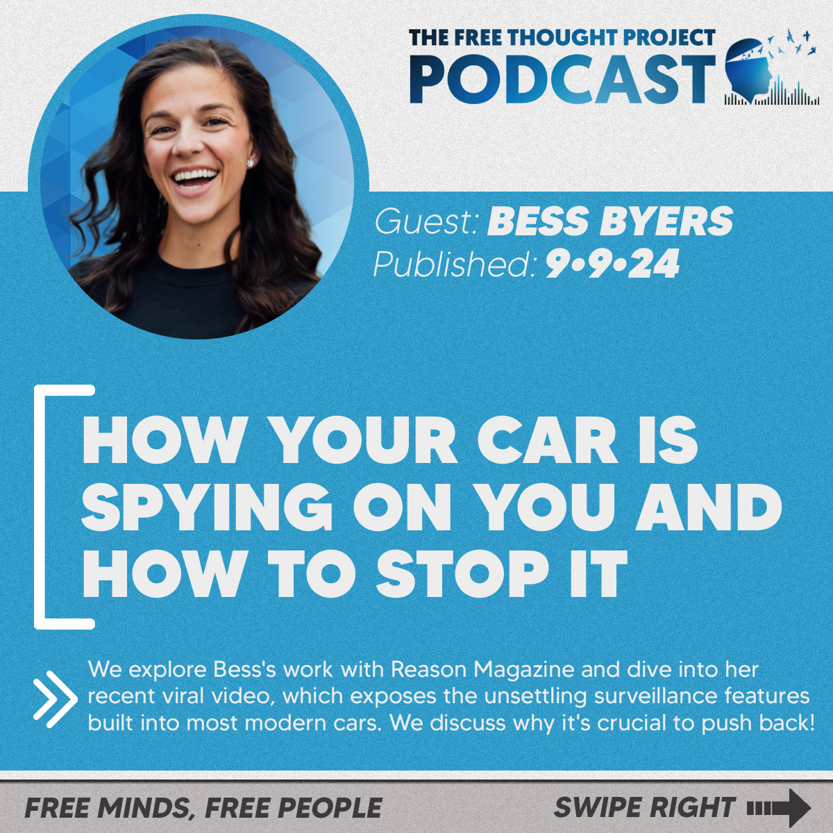 🎙 NEW PODCAST ~ We had an eye-opening conversation with <a href="/reason/">reason</a> contributor <a href="/BessByers/">Bess Byers</a>, where she revealed her shocking experience of purchasing a new car loaded with spyware and surveillance technology!

Apple:  podcasts.apple.com/us/podcast/gue…

Spotify: open.spotify.com/episode/23WvP8…