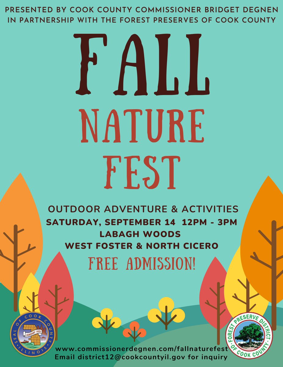 BridgetDegnen's tweet photo. FALL NATURE FEST IS 4 DAYS AWAY!

There will be over 70 environmentally focused organizations, fun kid-friendly activities, food, music, a free raffle, animals, and the Jesse White Tumblers!

Come out to Labagh Woods on Saturday at 12pm to enjoy the fun! https://t.co/0AYJGOUZBP