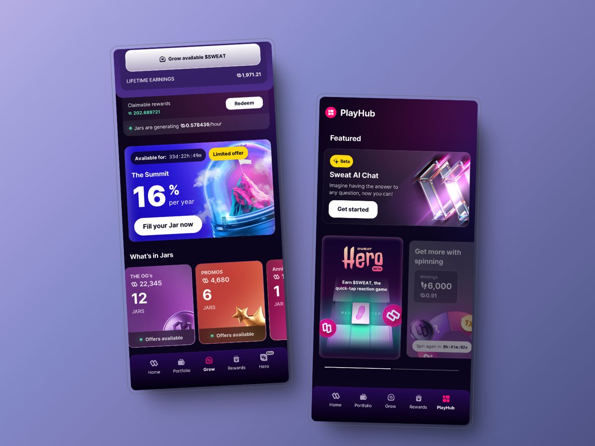 SweatBreaking's tweet photo. 🔥 Exciting changes are coming to your $SWEAT Wallet in the next update!

Here are some of the key features to look forward to:

- Growth Jars Interface Redesign
- PlayHub
- Sweat AI

And definitely more. https://t.co/hsMBzDNDMw