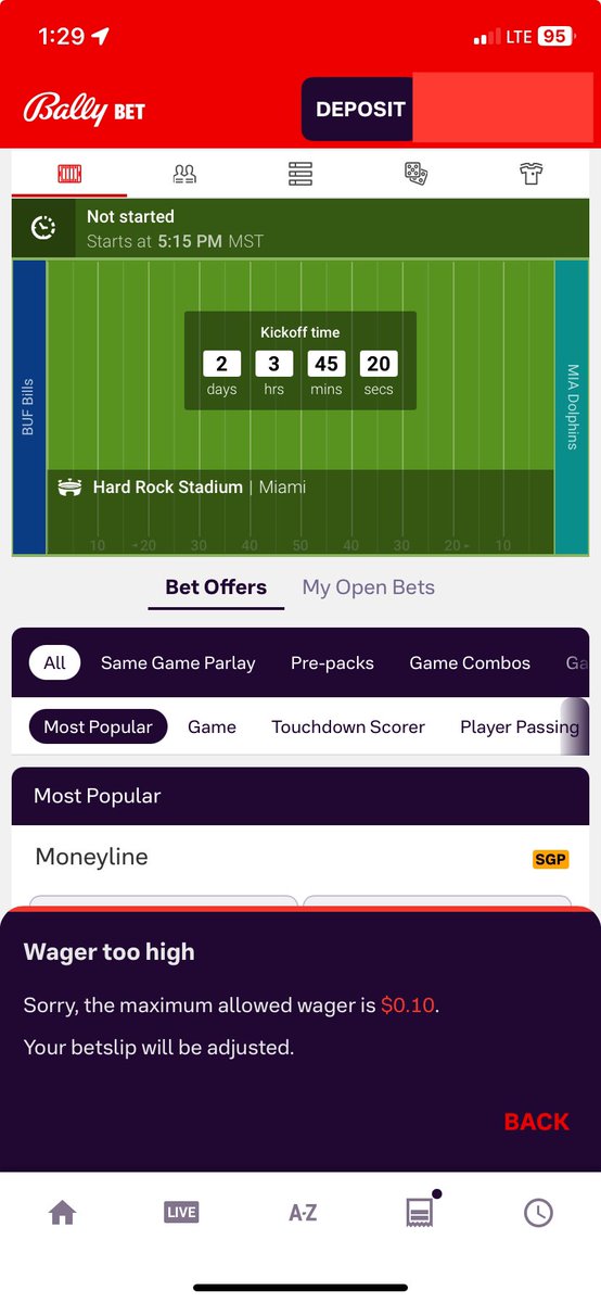 Got limited after week 1 of NFL on Bally 😂 😂 😂 

Mere $1k profit on this account. Only SGPs and mainlines played on this account. 

Soft ass book 🧻