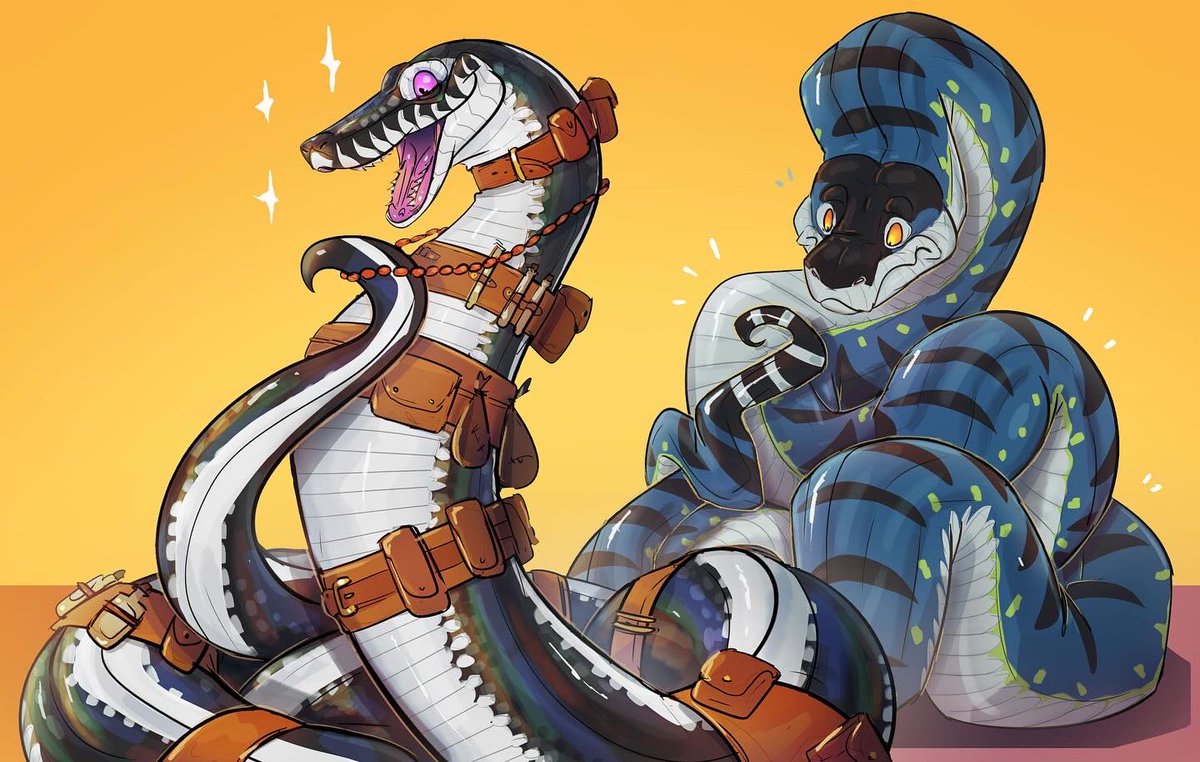 creativemechncs's tweet image. Synderth thought he’d try on Typhon’s adventuring gear. It’s rather dashing, isn’t it?
.
Drawing commission for @Anakonda_7
.
#snake #titanoboa #whitelippedpython #snek #digitalart #oc #characterdesign #cyclopssamurai #creativemechanics