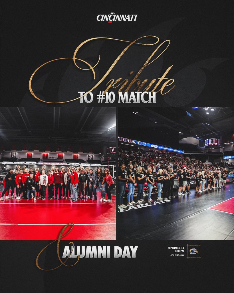 Cincinnati Volleyball (@gobearcatsvb) on Twitter photo Our home opener is always a special one πΎβ₯οΈ  Join us Saturday for our annual Tribute to #10 and Alumni Day!
π Β Saturday, Sept. 14 at 1 PM Our home opener is always a special one πΎβ₯οΈ  Join us Saturday for our annual Tribute to #10 and Alumni Day!
π Β Saturday, Sept. 14 at 1 PM