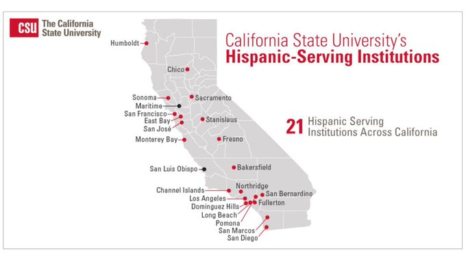 The CSU strives to create a welcoming and supportive environment for all campus members.

21 #CalState campuses are currently recognized by the <a href="/usedgov/">U.S. Department of Education</a> as Hispanic-Serving Institutions (HSIs)—colleges and universities with a Latinx student enrollment of at least 25%. #HSIsWeek