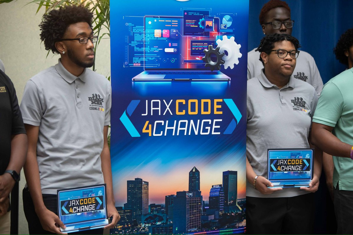 MayorDeegan's tweet photo. I’m so proud to announce a transformative new initiative from our City of Jax Technology Solutions Department called Jax Code 4 Change. This new coding program is lighting the way for a brighter future for high school and college students interested in coding and computer science. The first group of 22 coding students have already completed the program and successfully built an internal dashboard for our IT staff’s use.  For more information on this innovative new program, please visit https://t.co/9wr9esFnnS
