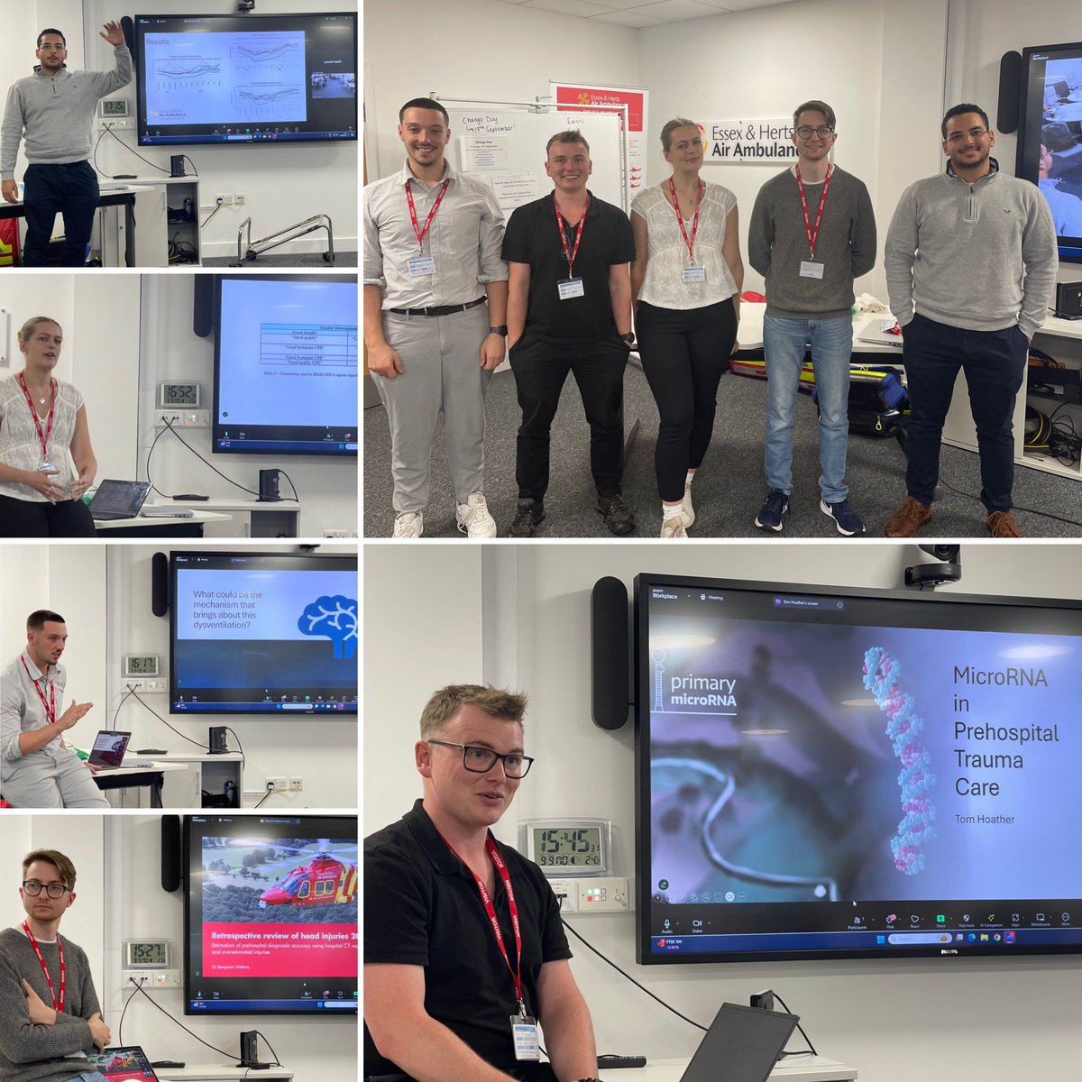 Today <a href="/ehaatClinical/">ehaatClinical</a>,  <a href="/TomHoather/">Tom</a> <a href="/benjiwatkins/">Benji</a> <a href="/YousefMaait/">yousef maait</a> , Emma &amp; Frank shared their high calibre projects in collaboration with <a href="/EHAAT_/">ehaat_</a> on microRNA, cardiac arrest &amp; head injury audits, pharmacy temperature management, bystander CPR &amp; dysventilation following TBI 😎👌