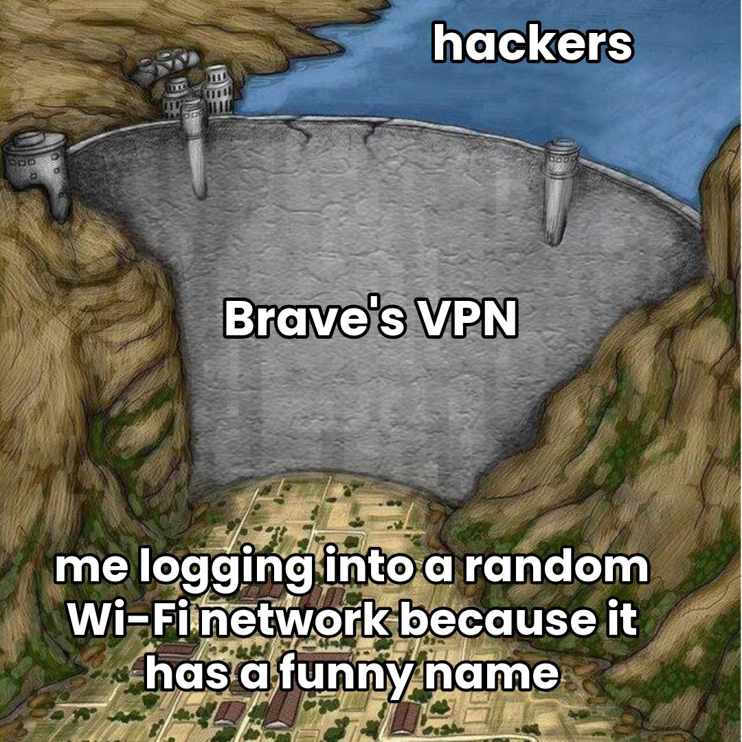 brave's tweet image. Use Brave’s built-in VPN to protect yourself across all apps wherever you go.