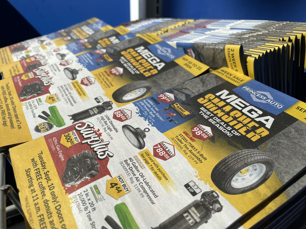 977HTZFM's tweet photo. for the next two weeks @princess_auto wants to help you rebuild your home and upgrade your equipment, offering Mega smasher sales until Sept. 22 🤘
Cleaning your lawn? They’re also giving away free yard bags 💼 come shop in store to receive those deals.
#PrincessAuto https://t.co/9i281zI3YM