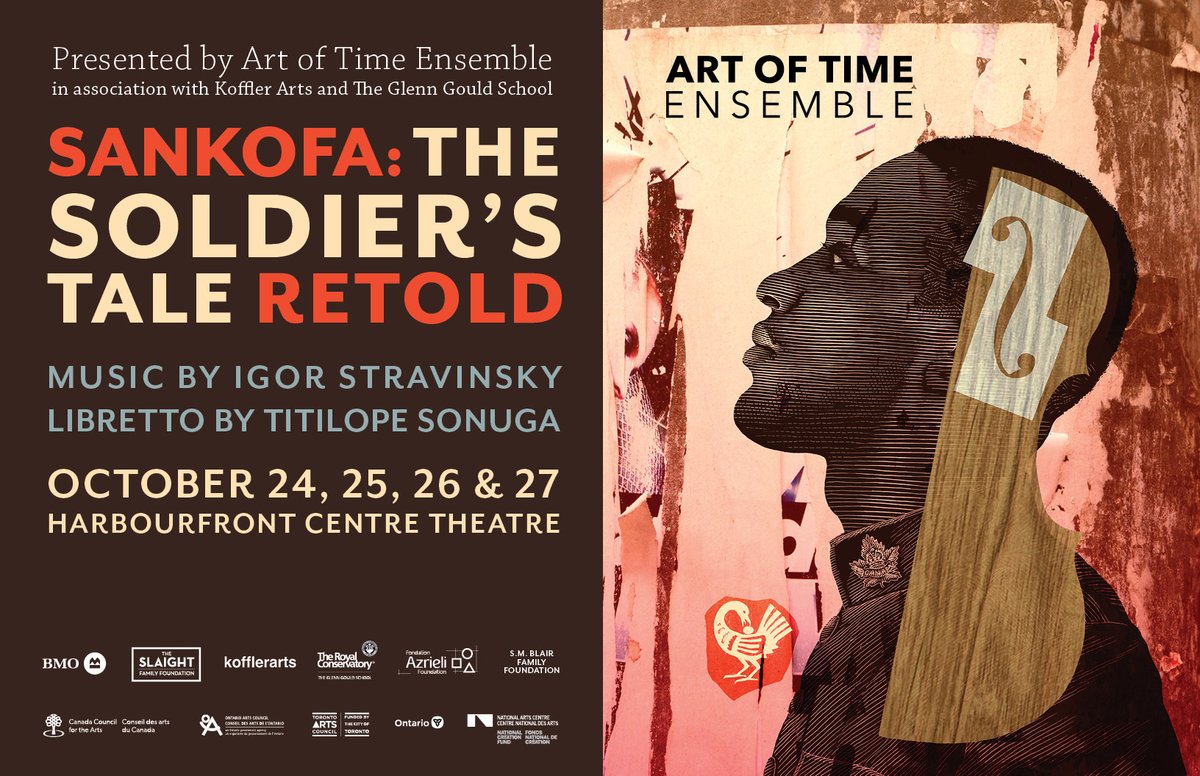 Art of Time Ensemble (@artoftime) on Twitter photo Do you have your tickets yet? π
Sankofa: The Soldierβs Tale Retold
FIVE PERFORMANCES ONLY
October 24 to 27
Harbourfront Centre
In association <a href="/the_rcm/">The Royal Conservatory</a>'s Glenn Gould School & <a href="/KofflerArts/">Koffler Arts</a>
A uniquely Canadian reimagining set to Stravinskyβs iconic score
artoftimeensemble.com/sankofa Do you have your tickets yet? π
Sankofa: The Soldierβs Tale Retold
FIVE PERFORMANCES ONLY
October 24 to 27
Harbourfront Centre
In association <a href="/the_rcm/">The Royal Conservatory</a>'s Glenn Gould School & <a href="/KofflerArts/">Koffler Arts</a>
A uniquely Canadian reimagining set to Stravinskyβs iconic score
artoftimeensemble.com/sankofa