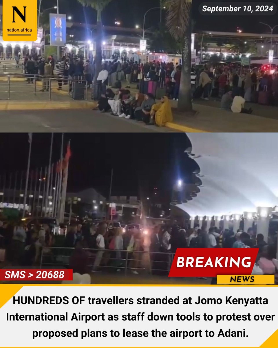 HUNDREDS OF travellers stranded at Jomo Kenyatta International Airport as staff down tools to protest over proposed plans to lease the airport to Adani.
nation.africa/kenya/news/ada…