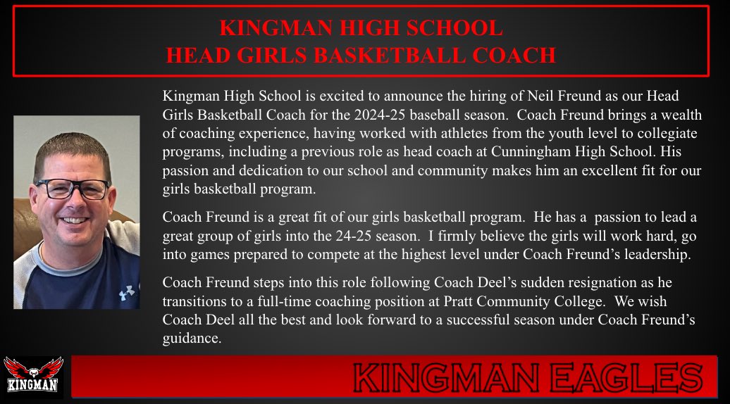 Neil Freund was approved to be the next Head Girls Basketball coach for the upcoming season.  Welcome Coach Freund.