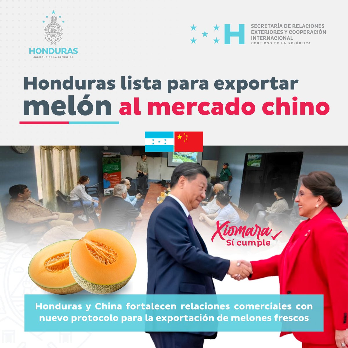 🇭🇳🤝🇨🇳|| La <a href="/CancilleriaHN/">Cancillería Honduras</a> se complace en anunciar que el protocolo de requisitos fitosanitarios para la exportación de melones frescos de Honduras a la República Popular China entró en vigencia. 🍈🍈

Leer: sreci.gob.hn/node/1877